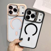 Coque transparente de luxe pour iPhone 17 Pro Max, MOQ 500, avec support magnétique et support de caméra intégré