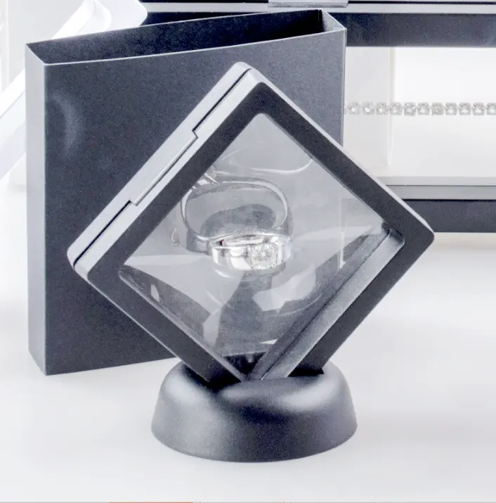 Limpar Transparente PE Filme Suspensão Caixa Quadro 3D Flutuante Display Case para Coin Jóias Embalagem Caixa