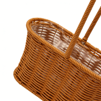 Panier de rangement portable en rotin fait main, style pastoral, pour la maison, le shopping, les sorties et la cueillette, 22*12*14/35cm