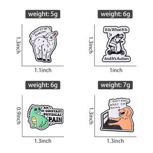 Golden Retriever lavorando non so cosa sto facendo smalto Pin costante dolore fisico dinosauro spilla risvolto distintivo gioielli - Product Image 6