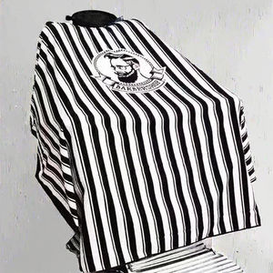 Capa de Barbero Profesional con Logotipo Personalizado, Capa de Peluquería a Rayas Blancas y Negras, Capas Resistentes al Agua y Duraderas para Salón de Belleza - Product Image 3
