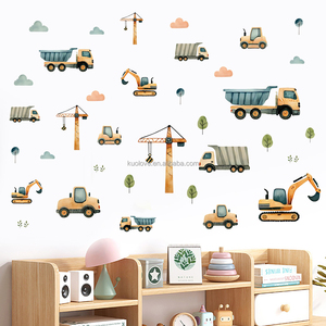 Escavatore giocattolo ingegneria cartoni animati adesivi da parete camera del ragazzo decorazione scuola materna PVC carta da parati autoadesivi - Product Image 3