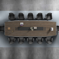 Mesa de Conferencia Modular Extensible de Madera Sólida de Alta Gama, Diseño Cuadrado con Combinación de Sillas, para Uso Comercial en Oficinas