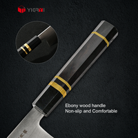 YIERYI Ultra Sharp 227mm Chefs en acier au carbone tranchage Gyuto couteau japonais Super bleu acier ébène manche en bois couteau de cuisine