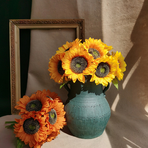 Faux trang trí hoa nhân tạo làm lụa hướng dương bó hoa cưới bán buôn hoa nhân tạo - Product Image 1