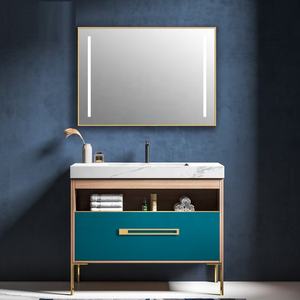 <span class=keywords><strong>2021</strong></span>หรูหราห้องน้ำตู้ชั้นยืนไม้อัดโต๊ะเครื่องแป้งห้องน้ำที่มีแผ่นหินอ่างล้างหน้าหิน - Product Image 2