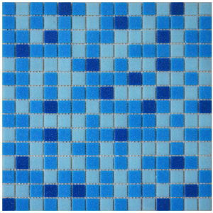 Mosaïque de piscine en verre mélange bleu carré 300x300mm, fusion à chaud - Product Image 6