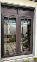 Fenêtre à triple vitrage isolante de style chinois ancien de luxe, en alliage d'aluminium, à économie d'énergie, faible émissivité, certifiée Energy Star