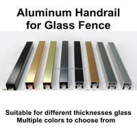 Main courante en aluminium de style moderne à rainure en U pour système de balustrade en verre, clôture en verre