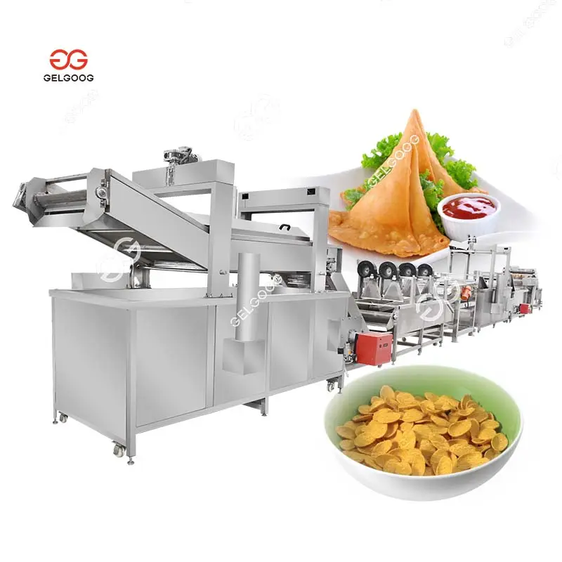 Samosa pasta mısır gevreği yapma makinesi mısır kızarmış Bugle üretim hattı satılık güney afrika