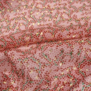 Mới Nhất In Hoa Thiết Kế In Ấn Dòng Vàng Phong Cách Mịn <span class=keywords><strong>Georgette</strong></span> Cơ Sở Lụa Kim Loại Vải Cho Phụ Nữ Bên Khỏe Mạnh Ăn Mặc - Product Image 1