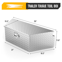 OEM 39 pouces, boîte à outils de rangement pour camionnette, ATV/RV, plaque diamantée, remorque, coffre de rangement pour outils en aluminium pour camionnette avec clés de verrouillage