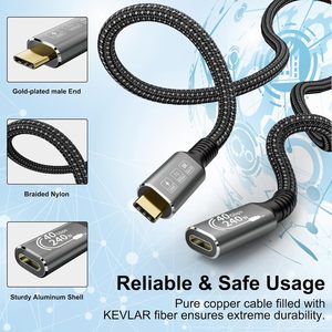Câble USB4 8K 1M Thunderbolt 4 Compatible <span class=keywords><strong>USB</strong></span> 4 Type-c Câble d'extension mâle à femelle Ultra HD 8K @ 60Hz 100W Charge 40Gbps - Product Image 6