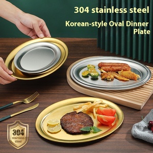 Plateau ovale <span class=keywords><strong>moderne</strong></span> en acier inoxydable Offre Spéciale servant une <span class=keywords><strong>assiette</strong></span> à poisson épaissie en or <span class=keywords><strong>Assiette</strong></span> à dessert fabriquée à l'origine - Product Image 2