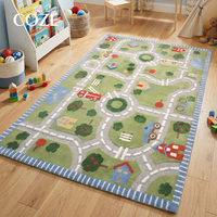 Tapis de jeu épaissi pour enfants, motif piste de circulation de dessin animé, pour chambre d'enfant, salon, coin lecture, chambre à coucher, coussin de chevet