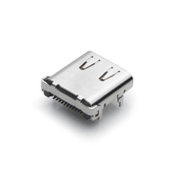 Conector Profesional JUSHUO USB Tipo-C, Receptáculo de 24 Pines, Corriente Nominal de 5A, Material de Latón LCP, Blindado, Orificio Vertical de 9.85mm