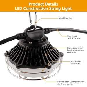 ไฟราว50ft ขนาด13000ลูเมนสำหรับงานก่อสร้างกลางแจ้งชั่วคราวไฟราว5ดวงที่ระบุไว้ใน IP65กันน้ำขายส่ง - Product Image 2