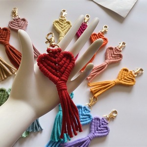 En gros <span class=keywords><strong>Porte</strong></span>-clés <span class=keywords><strong>Cœur</strong></span> en <span class=keywords><strong>Macramé</strong></span> en Coton, Fait Main, Tressé, Style Bohème, Pendentif de Sac - Product Image 3