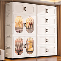 Armoire pliante à double porte sans installation en plastique PP à 5 niveaux pour vêtements, couettes, rangement, organisateur de salon
