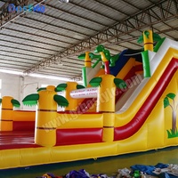 Toboggans aquatiques gonflables commerciaux pour adultes et enfants, pas chers, grands toboggans d'extérieur en PVC transparent avec balles à l'intérieur, château et souffleur télécommandé