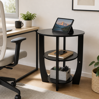 Table d'appoint moderne à 3 niveaux avec cadre en bois courbé et console de rangement multifonction pour salon, hôtel et chambre à coucher