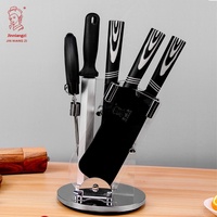 Ensemble de 3 couteaux de cuisine en acier inoxydable, revêtement antiadhésif noir, couteau de chef, couteau à découper la viande, couteau de cuisine tranchant