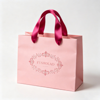 Sac fourre-tout de luxe personnalisé en papier couché rose mat, laminé et estampé à chaud avec logo pour promotions
