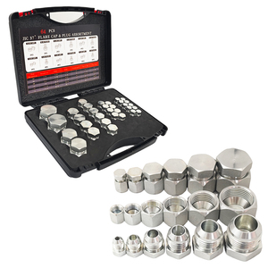 Jic 37 ° Flare công cụ thủy lực <span class=keywords><strong>Kit</strong></span> <span class=keywords><strong>64PCS</strong></span> thép carbon mạ kẽm cap cắm seal Adapter với lưu trữ trường hợp công cụ thiết lập - Product Image 6