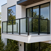 Système de balustrade en verre avec cadre en aluminium, main courante thermolaquée 6063 T5 pour escalier, balcon, terrasse
