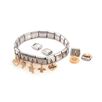Breloques en acier inoxydable et cristal, pour la fabrication de bracelets à maillons élastiques, 20 pièces