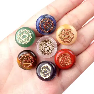 7 Stks/set Natuurlijke Genezende Steenhouwen 7 Chakra Yoga Steen Set Gegraveerde Symbolen Zorgen Steen Voor Energie Meditatie Home Decor