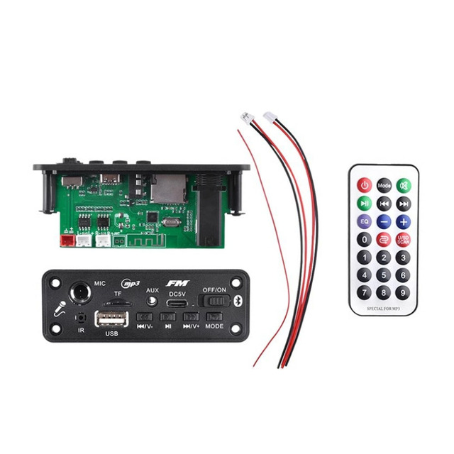 Taidacent 5V Car Ble MP3 Decoder Board 2x3W/5W Car MP3 Music Player Decoding Amplifier USB WMA AUX FM Radio Handsfree Call Mic
