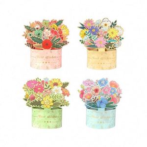 การ์ดป๊อปอัพดอกไม้ 3 มิติ 4 สี สำหรับตกแต่งวันหยุดและเป็นของขวัญ - Product Image 1