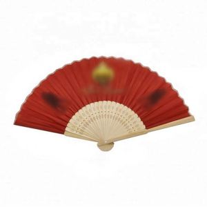 Abanico Plegable Chino Personalizado de 21 cm con Varillas de Bambú y Cubierta de Tela, Abanico de Mano Vintage - Product Image 1