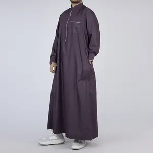 6060 High Quality Modern Islamic Clothing for Men Arabic Thobe Solid Color Arab Design Daffah Dress Sudanese Jalabiya for Men