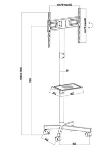 High Loading Capacity Steel Removable <strong>TV</strong> Stand <strong>Floor</strong> <strong>TV</strong> <strong>Mount</strong> Mobile Height Adjustable Luxury <strong>TV</strong> Cart - Product Image 2