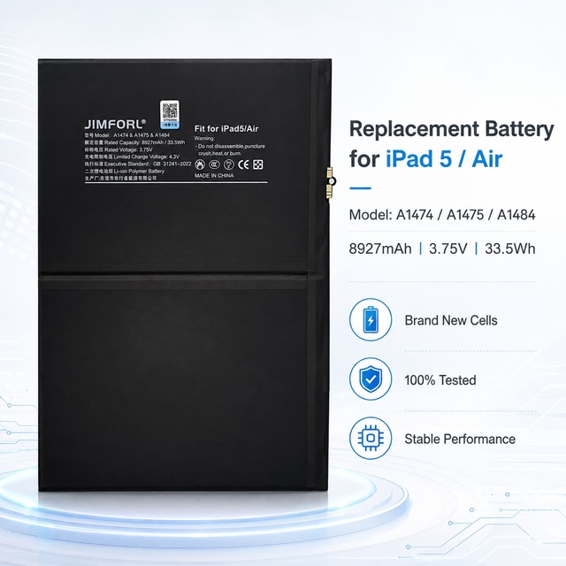 JIMFORL Factory Batteries for iPad 6 Air 2 4 5 Battery Replacement for iPad Mini 1 2 3 4 5 6 Air 2 4 5 Battery Replacement