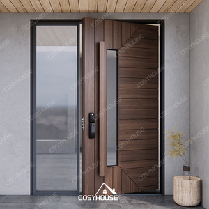 Cosyhouse יוקרה דלת ציר מודרני עיצוב מודרני עץ מלא עם אנטי-גניבה תכונה אלגנטית דלת חזית חיצונית - Product Image 2