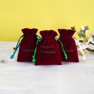 Pochette en velours bordeaux de haute qualité 8*10cm, durable, avec cordon de serrage, pour bijoux, emballage cadeau, bougies, cosmétiques, sacs à bijoux - Product Image 5