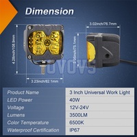 OVOVS 3 Zoll Spot-Fahrlichter mit Stroboskop, Doppelseitige Bernsteinfarbene DRL Seitenstrahler LED-Pod-Leuchten für LKW ATV UTV Offroad