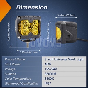 Ovovs 3 inch tại chỗ lái xe làm việc đèn với nhấp nháy kép bên hổ phách DRL bên Shooter LED Pod đèn cho xe tải ATV UTV off-road - Product Image 4