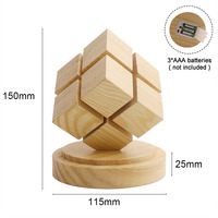 Nouvelle lampe de chevet Cube en bois, veilleuse LED décorative pour chambre à coucher