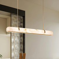 Lustre linéaire moderne en albâtre de luxe pour table à manger, bar, villa, îlot de cuisine, lampe suspendue artistique personnalisée