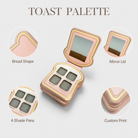 Palette de maquillage Leabon Bread en forme de pain grillé, rose doré, 4 teintes, boîte en carton cosmétique pour cadeau de maquillage, vente en gros, direct usine