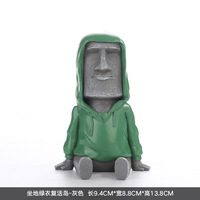 Patung abstrak patung batu Pulau Paskah, pot bunga kepala manusia ornamen desktop Moai untuk dekorasi rumah atau lanskap taman