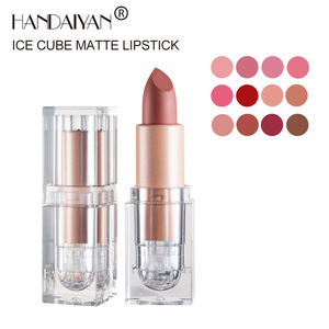 New Makeup 12 Color Waterproof Mineral Crystal Square Tube Nude Bean Paste Color <strong>Matte</strong> Cream <strong>Lipstick</strong> - Product Image 3