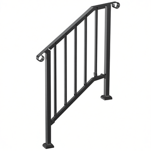 Corrimano per scale esterne in metallo nero stile retrò ad arco per portico e terrazza, 2-3 gradini - Product Image 1