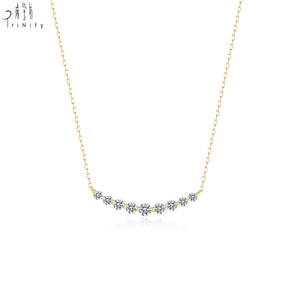 Collar de Moda al por Mayor de Alta Calidad, Joyería Fina, Diamantes Naturales Reales, Collar con Colgante Apilable de Oro de 18 Quilates para Uso Diario - Product Image 1