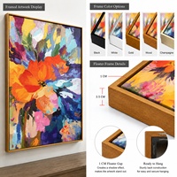 Peinture florale texturée 3D en acrylique peinte à la main, art mural abstrait moderne sur toile avec cadre pour la décoration du salon ou de l'hôtel