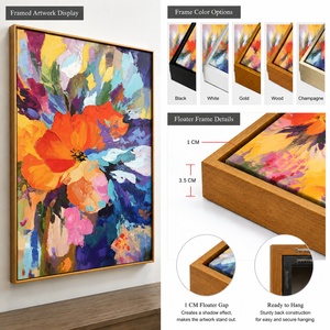 Pintura de Flores Texturizada en 3D, Acrílica, Pintada a Mano, Arte Floral Abstracto Moderno sobre Lienzo con Marco para Decoración de Sala de Estar u Hotel - Product Image 6